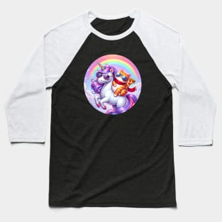 Cute Pizza Unicorn Lover, Love Eating Pizza Baseball T-Shirt